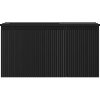 Mexen Rivel szafka łazienkowa 90 cm z umywalką Otis lewą, 1S, 1D, ryflowana, czarna mat - 91A23-09047-3-BBFF71-W18L71