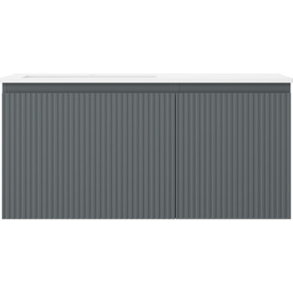 Koupelnová skříňka Mexen Rivel 100 cm s umyvadlem Otis vlevo, 1S, 1D, drážkovaná, grafit matný/bílá matná - 91A23-10047-3-BBFF66-W18L01