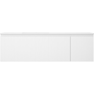 Mexen Rivel koupelnová skříňka 160 cm s umyvadlem Otis vlevo, 1S, 1D, drážkovaná, matná bílá - 91A23-16047-3-BBFF01-W18L01