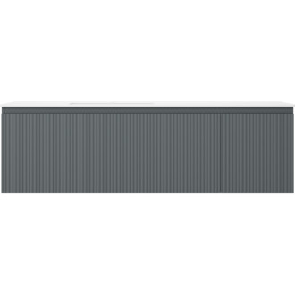 Koupelnová skříňka Mexen Rivel 160 cm s umyvadlem Otis vlevo, 1S, 1D, drážkovaná, grafit matný/bílá matná - 91A23-16047-3-BBFF66-W18L01