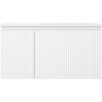 Koupelnová skříňka Mexen Rivel 90 cm s umyvadlem Otis pravé, 1S, 1D, drážkovaná, matná bílá - 91A23-09047-3-BBFF01-W18P01