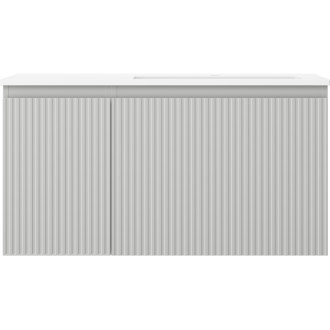 Koupelnová skříňka Mexen Rivel 90 cm s umyvadlem Otis pravé, 1S, 1D, drážkovaná, matná šedá/matná bílá - 91A23-09047-3-BBFF62-W18P01