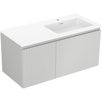 Koupelnová skříňka Mexen Rivel 100 cm s umyvadlem Otis pravé, 1S, 1D, drážkovaná, matná šedá/matná bílá - 91A23-10047-3-BBFF62-W18P01