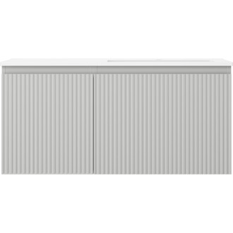 Koupelnová skříňka Mexen Rivel 100 cm s umyvadlem Otis pravé, 1S, 1D, drážkovaná, matná šedá/matná bílá - 91A23-10047-3-BBFF62-W18P01