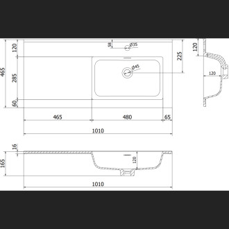 Koupelnová skříňka Mexen Rivel 100 cm s umyvadlem Otis pravé, 1S, 1D, drážkovaná, matná šedá/matná bílá - 91A23-10047-3-BBFF62-W18P01