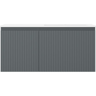 Koupelnová skříňka Mexen Rivel 100 cm s umyvadlem Otis pravým, 1S, 1D, drážkovaná, grafit/matná bílá - 91A23-10047-3-BBFF66-W18P01