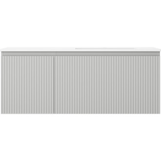 Koupelnová skříňka Mexen Rivel 120 cm s umyvadlem Otis pravé, 1S, 1D, drážkovaná, matná šedá/matná bílá - 91A23-12047-3-BBFF62-W18P01