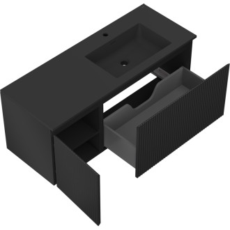 Mexen Rivel szafka łazienkowa 120 cm z umywalką Otis prawą, 1S, 1D, ryflowana, czarna mat - 91A23-12047-3-BBFF71-W18P71