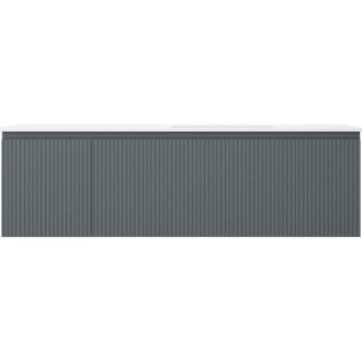 Koupelnová skříňka Mexen Rivel 160 cm s umyvadlem Otis pravým, 1S, 1D, drážkovaná, grafit/matná bílá - 91A23-16047-3-BBFF66-W18P01