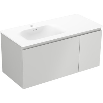 Koupelnová skříňka Mexen Orio 90 cm s umyvadlem Vela vlevo, 1S, 1D, matná šedá/matná bílá - 91A13-09047-3-BBFF62-W23L01