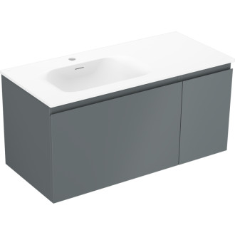 Koupelnová skříňka Mexen Orio 100 cm s levým umyvadlem Vela, 1S, 1D, grafit matný/bílá matná - 91A13-10047-3-BBFF66-W23L01