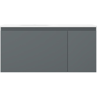 Koupelnová skříňka Mexen Orio 100 cm s levým umyvadlem Vela, 1S, 1D, grafit matný/bílá matná - 91A13-10047-3-BBFF66-W23L01