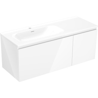 Koupelnová skříňka Mexen Orio 120 cm s levým umyvadlem Vela, 1S, 1D, bílý lesk - 91A13-12047-3-BBFF00-W23L00