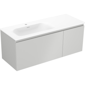 Koupelnová skříňka Mexen Orio 120 cm s umyvadlem Vela vlevo, 1S, 1D, matná šedá/matná bílá - 91A13-12047-3-BBFF62-W23L01