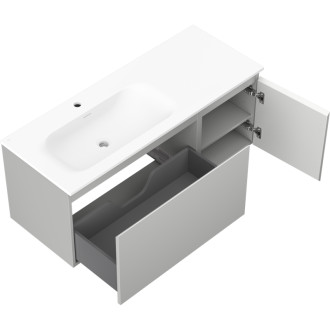 Koupelnová skříňka Mexen Orio 120 cm s umyvadlem Vela vlevo, 1S, 1D, matná šedá/matná bílá - 91A13-12047-3-BBFF62-W23L01