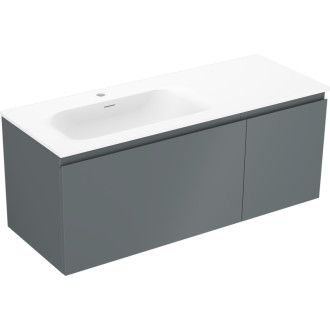 Koupelnová skříňka Mexen Orio 120 cm s levým umyvadlem Vela, 1S, 1D, matný grafit/matná bílá - 91A13-12047-3-BBFF66-W23L01