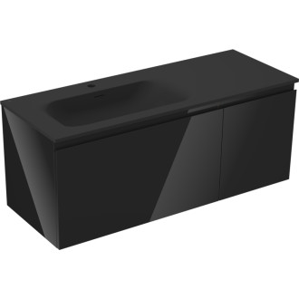 Koupelnová skříňka Mexen Orio 120 cm s umyvadlem Vela vlevo, 1S, 1D, lesklá černá/matná černá - 91A13-12047-3-BBFF70-W23L71