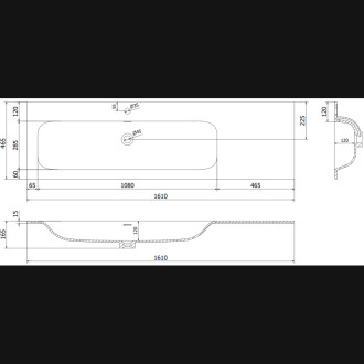 Koupelnová skříňka Mexen Orio 160 cm s levým umyvadlem Vela, 1S, 1D, bílý lesk - 91A13-16047-3-BBFF00-W23L00