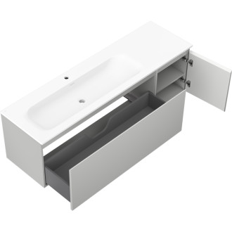 Mexen Orio koupelnová skříňka 160 cm s umyvadlem Vela levým, 1S, 1D, matná šedá/matná bílá - 91A13-16047-3-BBFF62-W23L01