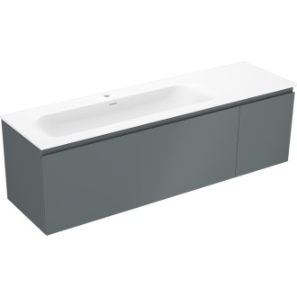 Koupelnová skříňka Mexen Orio 160 cm s levým umyvadlem Vela, 1S, 1D, grafit matný/bílá matná - 91A13-16047-3-BBFF66-W23L01