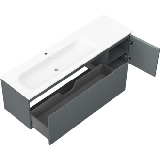 Koupelnová skříňka Mexen Orio 160 cm s levým umyvadlem Vela, 1S, 1D, grafit matný/bílá matná - 91A13-16047-3-BBFF66-W23L01