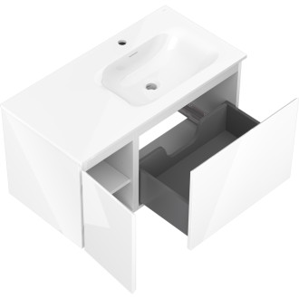 Koupelnová skříňka Mexen Orio 90 cm s umyvadlem Vela pravá, 1S, 1D, lesklá bílá - 91A13-09047-3-BBFF00-W23P00