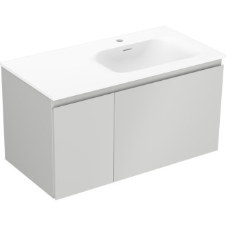 Koupelnová skříňka Mexen Orio 90 cm s umyvadlem Vela pravé, 1S, 1D, matná šedá/matná bílá - 91A13-09047-3-BBFF62-W23P01