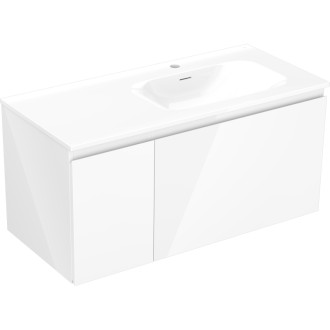 Koupelnová skříňka Mexen Orio 100 cm s umyvadlem Vela pravá, 1S, 1D, bílý lesk - 91A13-10047-3-BBFF00-W23P00