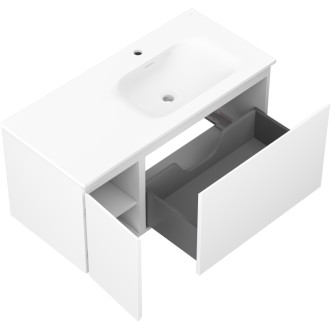 Koupelnová skříňka Mexen Orio 100 cm s umyvadlem Vela pravá, 1S, 1D, matná bílá - 91A13-10047-3-BBFF01-W23P01