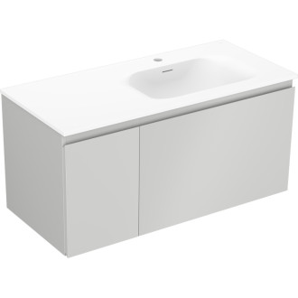 Koupelnová skříňka Mexen Orio 100 cm s umyvadlem Vela pravá, 1S, 1D, matná šedá/matná bílá - 91A13-10047-3-BBFF62-W23P01