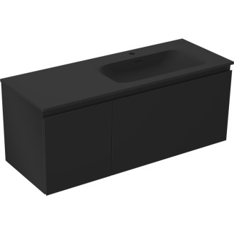 Koupelnová skříňka Mexen Orio 120 cm s umyvadlem Vela pravá, 1S, 1D, matná černá - 91A13-12047-3-BBFF71-W23P71