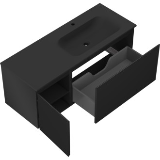 Mexen Orio szafka łazienkowa 120 cm z umywalką Vela prawą, 1S, 1D, czarna mat - 91A13-12047-3-BBFF71-W23P71