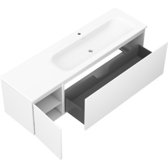 Koupelnová skříňka Mexen Orio 160 cm s umyvadlem Vela pravá, 1S, 1D, matná bílá - 91A13-16047-3-BBFF01-W23P01