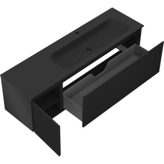 Mexen Orio szafka łazienkowa 160 cm z umywalką Vela prawą, 1S, 1D, czarna mat - 91A13-16047-3-BBFF71-W23P71