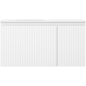 Mexen Rivel koupelnová skříňka 90 cm s umyvadlem Vela levým, 1S, 1D, drážkovaná, matná bílá - 91A23-09047-3-BBFF01-W23L01