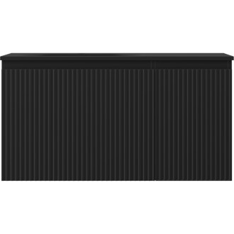 Mexen Rivel szafka łazienkowa 90 cm z umywalką Vela lewą, 1S, 1D, ryflowana, czarna mat - 91A23-09047-3-BBFF71-W23L71