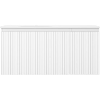 Mexen Rivel koupelnová skříňka 100 cm s umyvadlem Vela levým, 1S, 1D, drážkovaná, matná bílá - 91A23-10047-3-BBFF01-W23L01