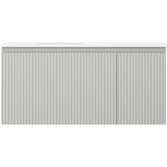 Mexen Rivel koupelnová skříňka 100 cm s umyvadlem Vela vlevo, 1S, 1D, drážkovaná, matná šedá/matná bílá - 91A23-10047-3-BBFF62-W23L01