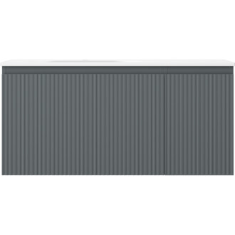 Koupelnová skříňka Mexen Rivel 100 cm s levým umyvadlem Vela, 1S, 1D, drážkovaná, grafit matný/bílá matná - 91A23-10047-3-BBFF66-W23L01