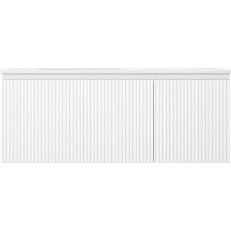 Mexen Rivel koupelnová skříňka 120 cm s umyvadlem Vela levým, 1S, 1D, drážkovaná, matná bílá - 91A23-12047-3-BBFF01-W23L01