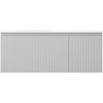 Mexen Rivel koupelnová skříňka 120 cm s umyvadlem Vela levým, 1S, 1D, drážkovaná, matná šedá/matná bílá - 91A23-12047-3-BBFF62-W23L01