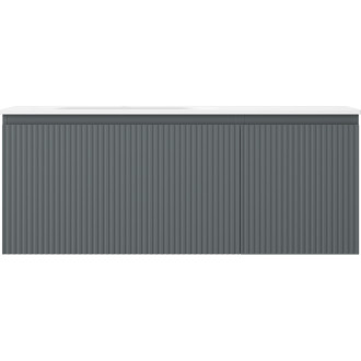 Koupelnová skříňka Mexen Rivel 120 cm s levým umyvadlem Vela, 1S, 1D, drážkovaná, grafit matný/bílá matná - 91A23-12047-3-BBFF66-W23L01