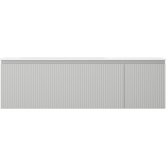 Mexen Rivel koupelnová skříňka 160 cm s umyvadlem Vela levým, 1S, 1D, drážkovaná, matná šedá/matná bílá - 91A23-16047-3-BBFF62-W23L01