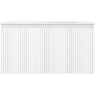 Koupelnová skříňka Mexen Rivel 90 cm s umyvadlem Vela pravé, 1S, 1D, drážkovaná, matná bílá - 91A23-09047-3-BBFF01-W23P01