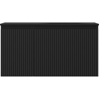 Mexen Rivel szafka łazienkowa 90 cm z umywalką Vela prawą, 1S, 1D, ryflowana, czarna mat - 91A23-09047-3-BBFF71-W23P71