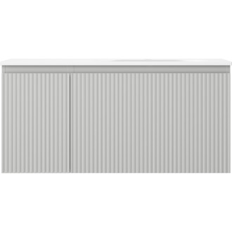 Koupelnová skříňka Mexen Rivel 100 cm s umyvadlem Vela pravé, 1S, 1D, drážkovaná, matná šedá/matná bílá - 91A23-10047-3-BBFF62-W23P01