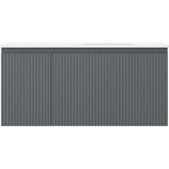 Mexen Rivel koupelnová skříňka 100 cm s umyvadlem Vela pravá, 1S, 1D, drážkovaná, grafit/matná bílá - 91A23-10047-3-BBFF66-W23P01