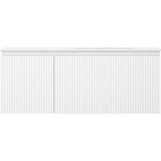 Koupelnová skříňka Mexen Rivel 120 cm s umyvadlem Vela pravá, 1S, 1D, drážkovaná, matná bílá - 91A23-12047-3-BBFF01-W23P01