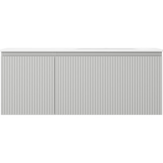 Koupelnová skříňka Mexen Rivel 120 cm s umyvadlem Vela pravé, 1S, 1D, drážkovaná, matná šedá/matná bílá - 91A23-12047-3-BBFF62-W23P01