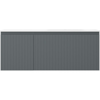 Mexen Rivel koupelnová skříňka 120 cm s umyvadlem Vela pravá, 1S, 1D, drážkovaná, grafit/matná bílá - 91A23-12047-3-BBFF66-W23P01